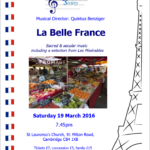 Poster showing french bunting, a colourful marketstall and part of the Eiffel Tower